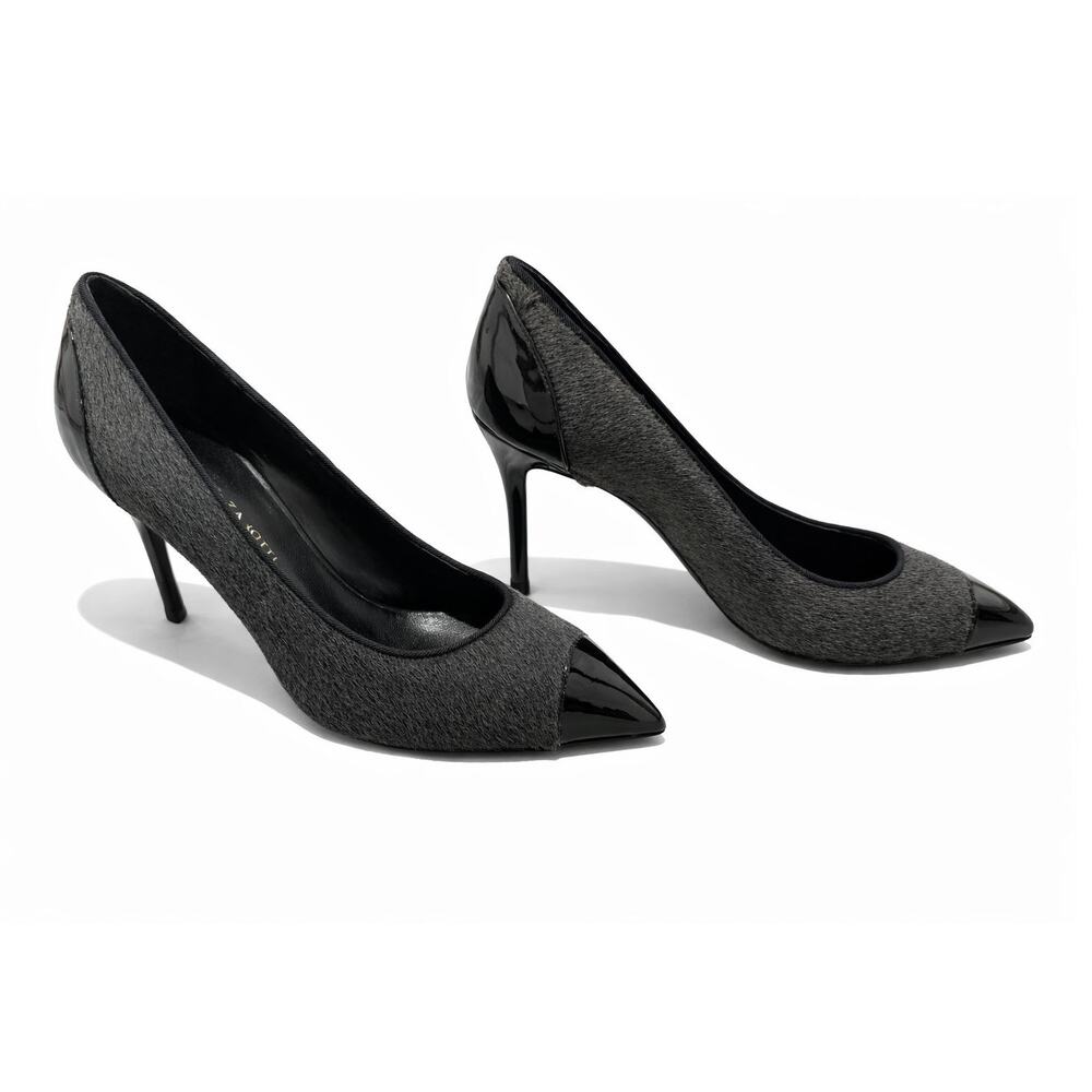 Giuseppe Zanotti Patent Pointed Toe Stiletto Heel Gray Size 35